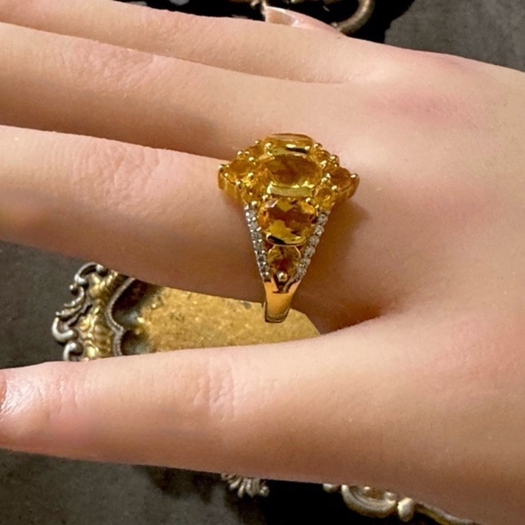 Citrine Diamond Cocktail Ring Abundance and Prosperity November Birthstone - Picture 4 of 8